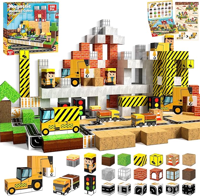 100PCS Magnetic Blocks, Magnet - огляд і ціна Magnetic Building Tiles Set 100Pcs