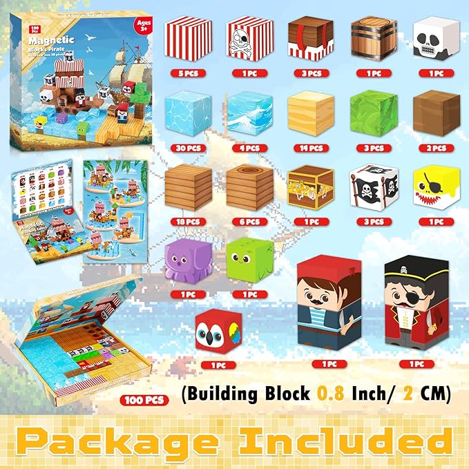Magnetic Blocks - 100Pcs Build - огляд і ціна Magnetic Building Tiles Set 100Pcs