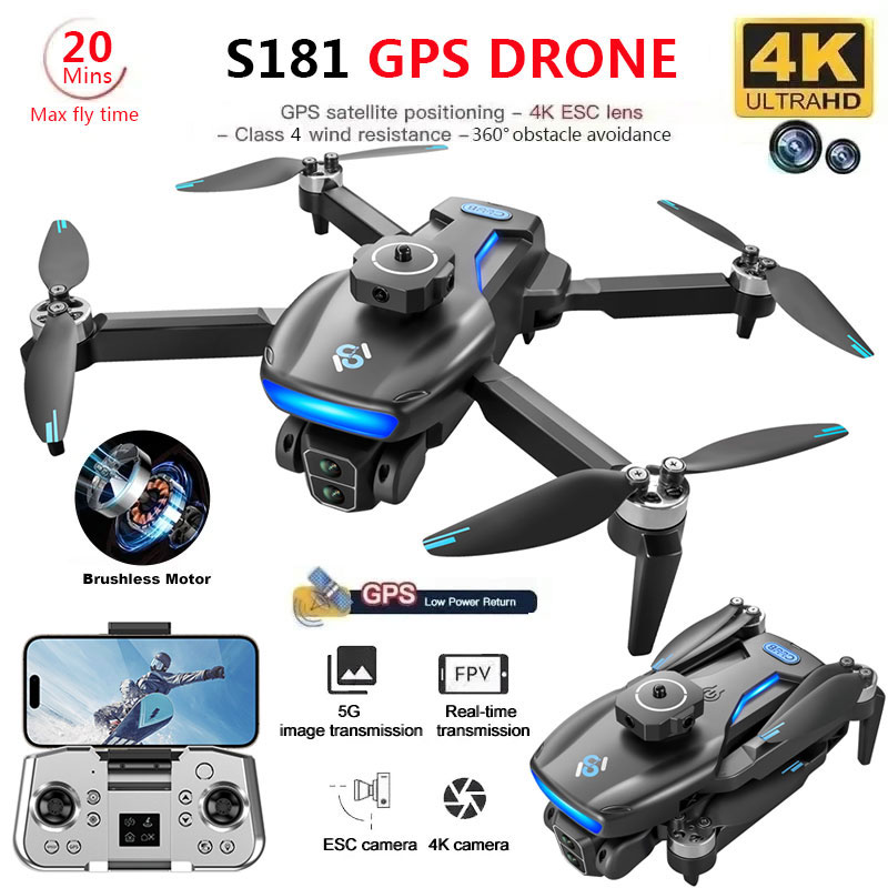 S181 GPS Drone 4K Professional - огляд і ціна Fpv Brushless Rc Drone 4K